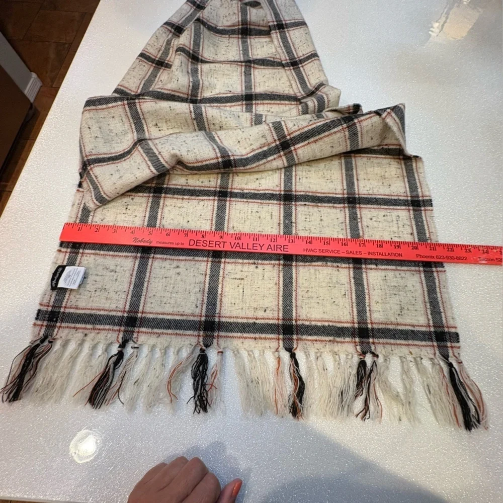 Madewell Cream and Black Plaid Scarf